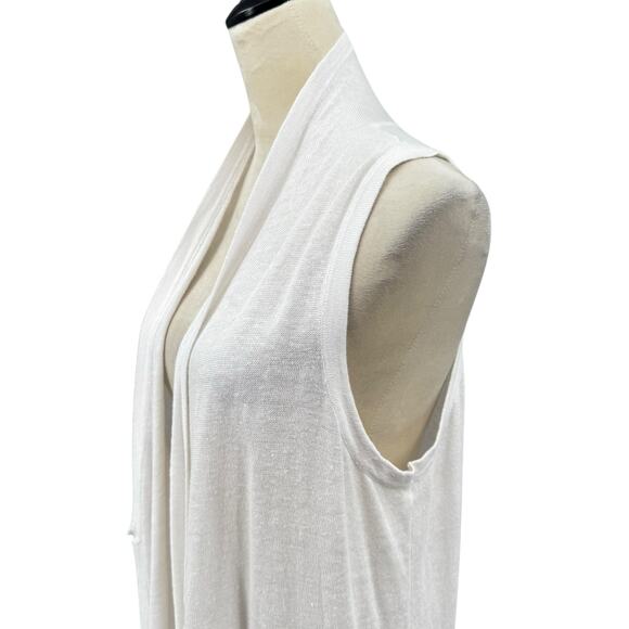 MICHAEL Michael Kors White Knit Sleeveless Midi Length Open Cardigan Duster - Picture 5 of 12